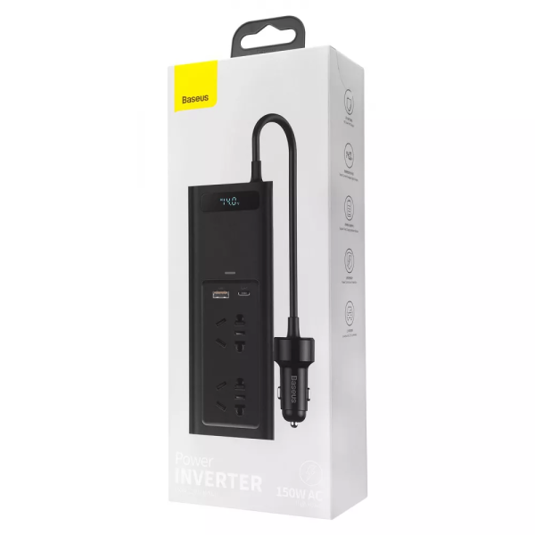 Автомобільний інвертор Baseus In Car Inverter 150W (220V CN/EU) black