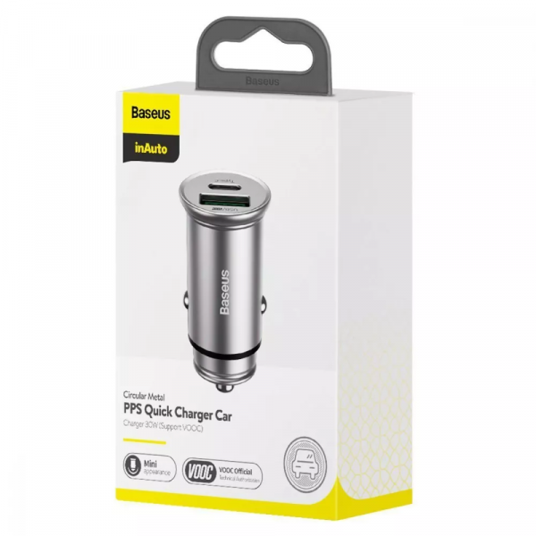 Автомобильное ЗУ Baseus Circular Metal PPS 30W (Support VOOC) USB black