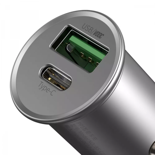 Автомобильное ЗУ Baseus Circular Metal PPS 30W (Support VOOC) USB black