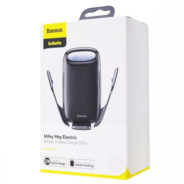 Автоутримувач з бездротовою зарядкою Baseus Milky Way Electric Bracket black