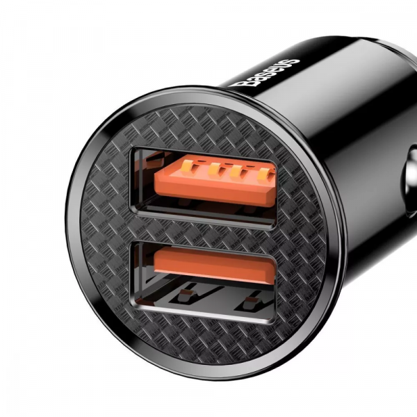 Автомобильное ЗУ Baseus Circular Plastic QC 3.0 30W 2USB black