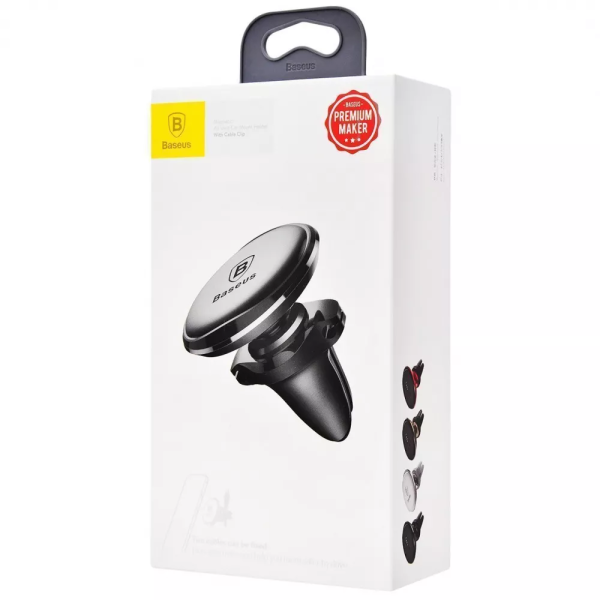 Автоутримувач Baseus Magnetic Air Vent Car Mount With Cable Clip gold