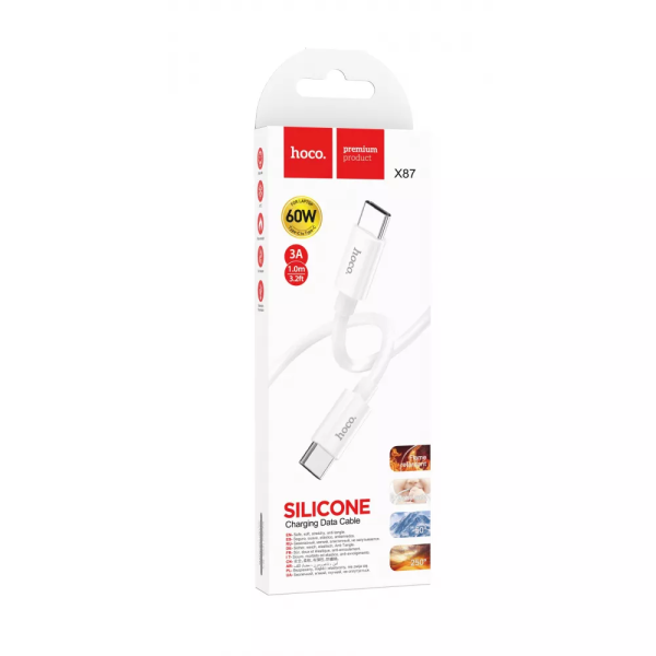 Кабель Hoco X87 Magic silicone 60W PD Type-C to Type-C (1m)