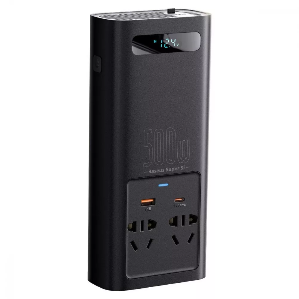 Автомобильный инвертор Baseus Super Si Inverter 500W (220V CN/EU) black
