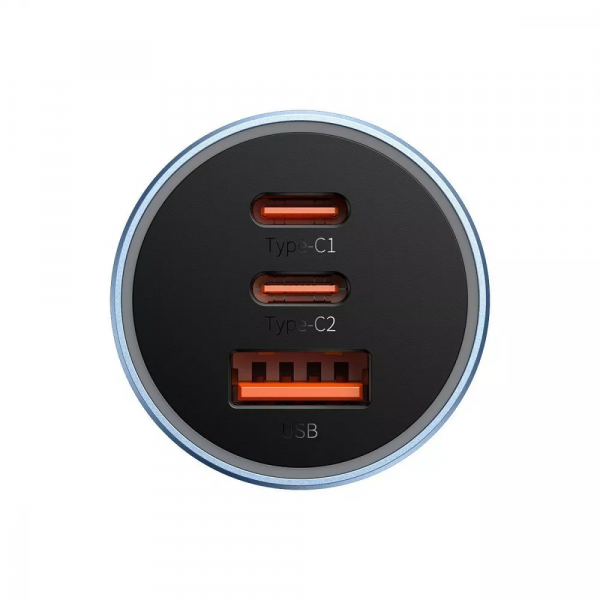 Автомобильное ЗУ Baseus Golden Contactor Pro 65W USB + 2xType-C dark gray