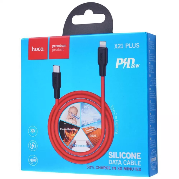 Кабель Hoco X21 Plus Silicone PD 20W Lightning (1m)