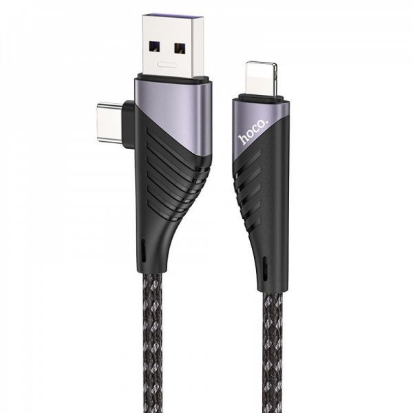 Кабель Hoco U95 2in1 Freeway 2in1 USB to Type-C + Lightning PD 60W (1.2m)