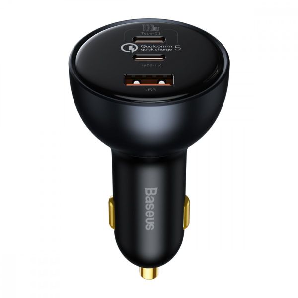 Автомобильное ЗУ Baseus Qualcomm Multi-Port Fast Charge 160W (2xType-C + USB) + Кабель Type-C + Type-C 100W gray