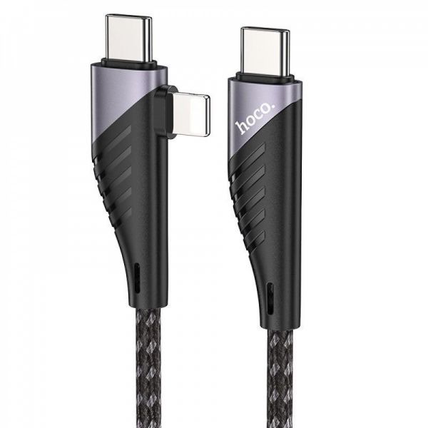 Кабель Hoco U95 2in1 Freeway 2in1 Type-C to Type-C + Lightning PD  60W (1.2m)